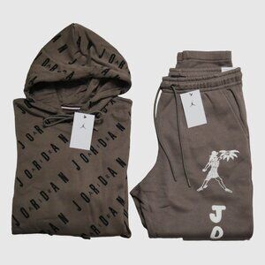 Nike Air Jordan Men's Matching Tracksuit Set Jumpman Sweatsuit Mocha Brown NWT